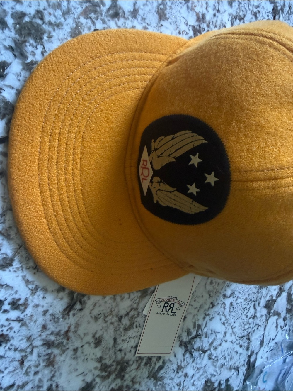 RRL Ralph Lauren Wool Blend Leather Strap Cap Hat Gold One Size OS NWT Heritage - Picture 12 of 17